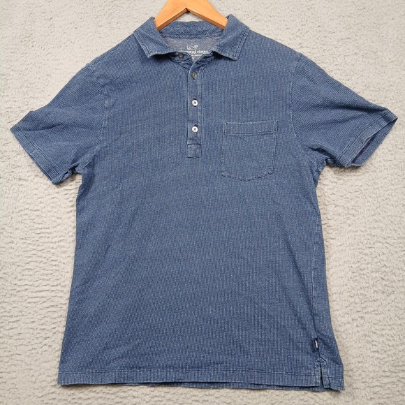 Vineyard Vines Polo Shirt Mens Small Textured Pocket Whale Casual Golf Preppy - Picture 1 of 7